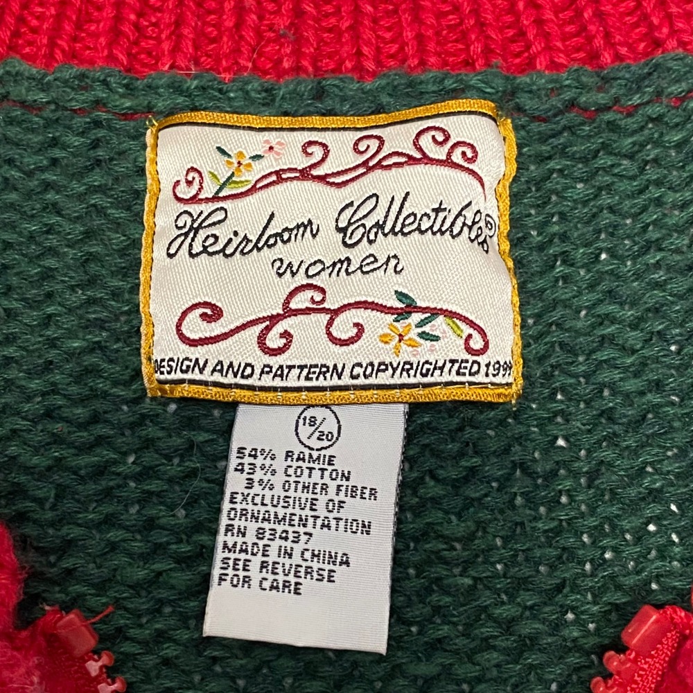Vintage Women's Knit Christmas Sweater Cardigan Full Zip Festive Holiday - Picture 3 of 9